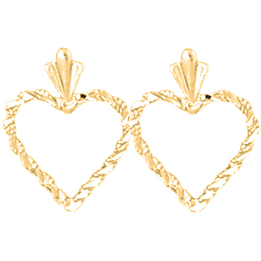 Yellow Gold-plated Silver 16mm Floating Heart Earrings
