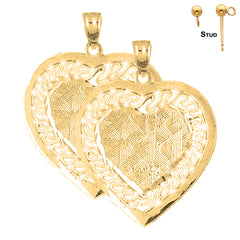 Sterling Silver 29mm Heart Earrings (White or Yellow Gold Plated)