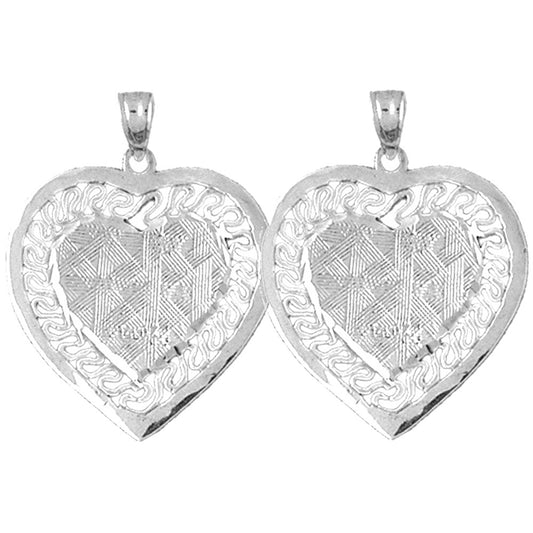 Sterling Silver 29mm Heart Earrings