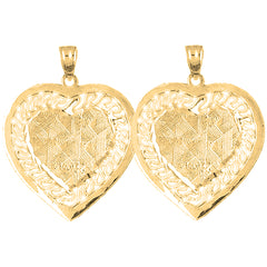 Yellow Gold-plated Silver 29mm Heart Earrings