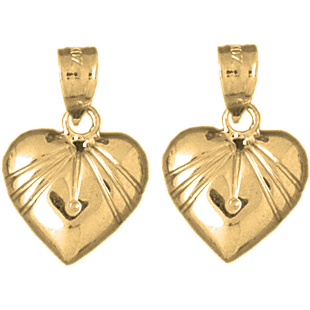 Yellow Gold-plated Silver 20mm Heart Earrings