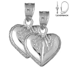 Sterling Silver 20mm Heart Earrings (White or Yellow Gold Plated)