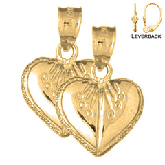 Pendientes de corazón de plata de ley de 20 mm (chapados en oro blanco o amarillo)