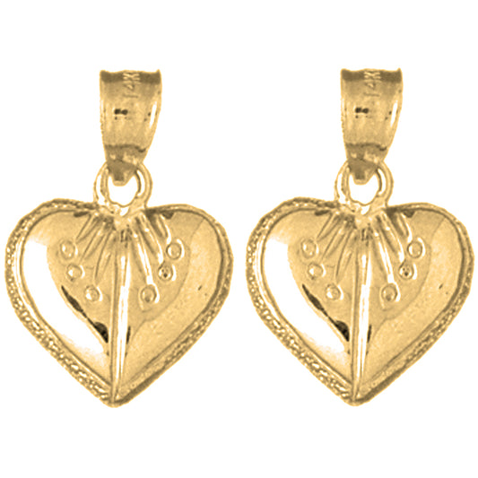 Yellow Gold-plated Silver 20mm Heart Earrings