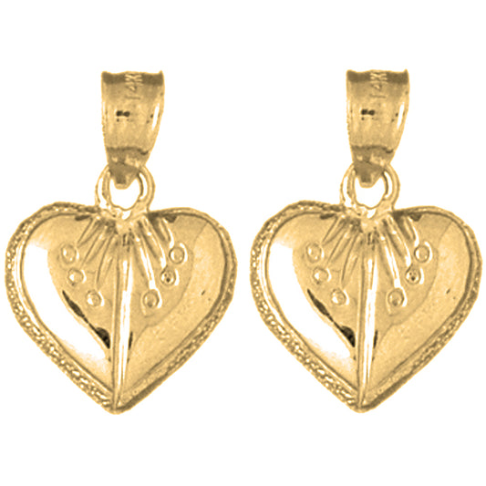 14K or 18K Gold 20mm Heart Earrings