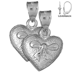 Sterling Silver 20mm Heart Earrings (White or Yellow Gold Plated)