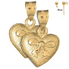 Sterling Silver 20mm Heart Earrings (White or Yellow Gold Plated)