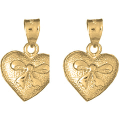 Yellow Gold-plated Silver 20mm Heart Earrings