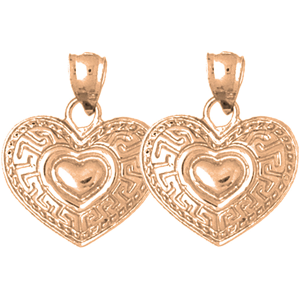 14K or 18K Gold 23mm Heart Earrings