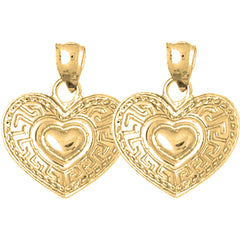 Yellow Gold-plated Silver 23mm Heart Earrings