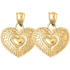 14K or 18K Gold 23mm Heart Earrings