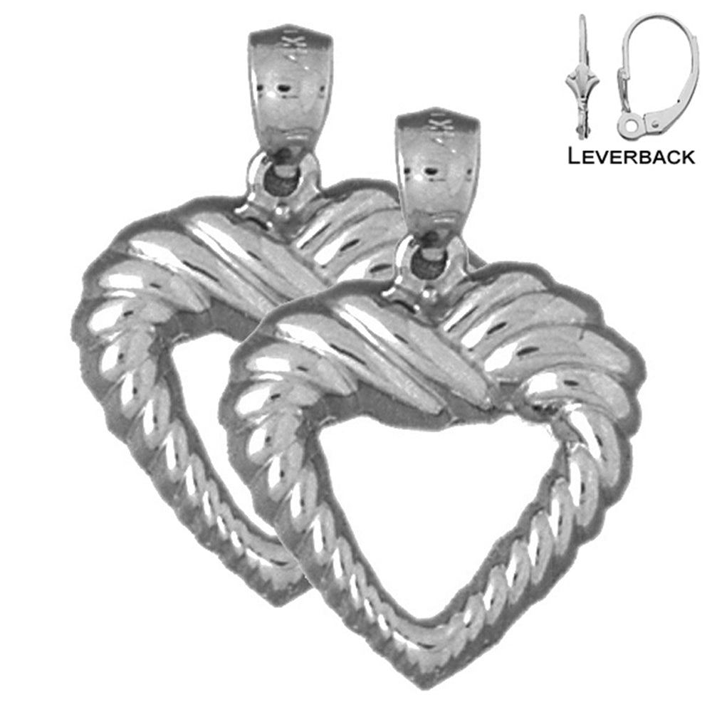 Sterling Silver 25mm Heart Earrings (White or Yellow Gold Plated)