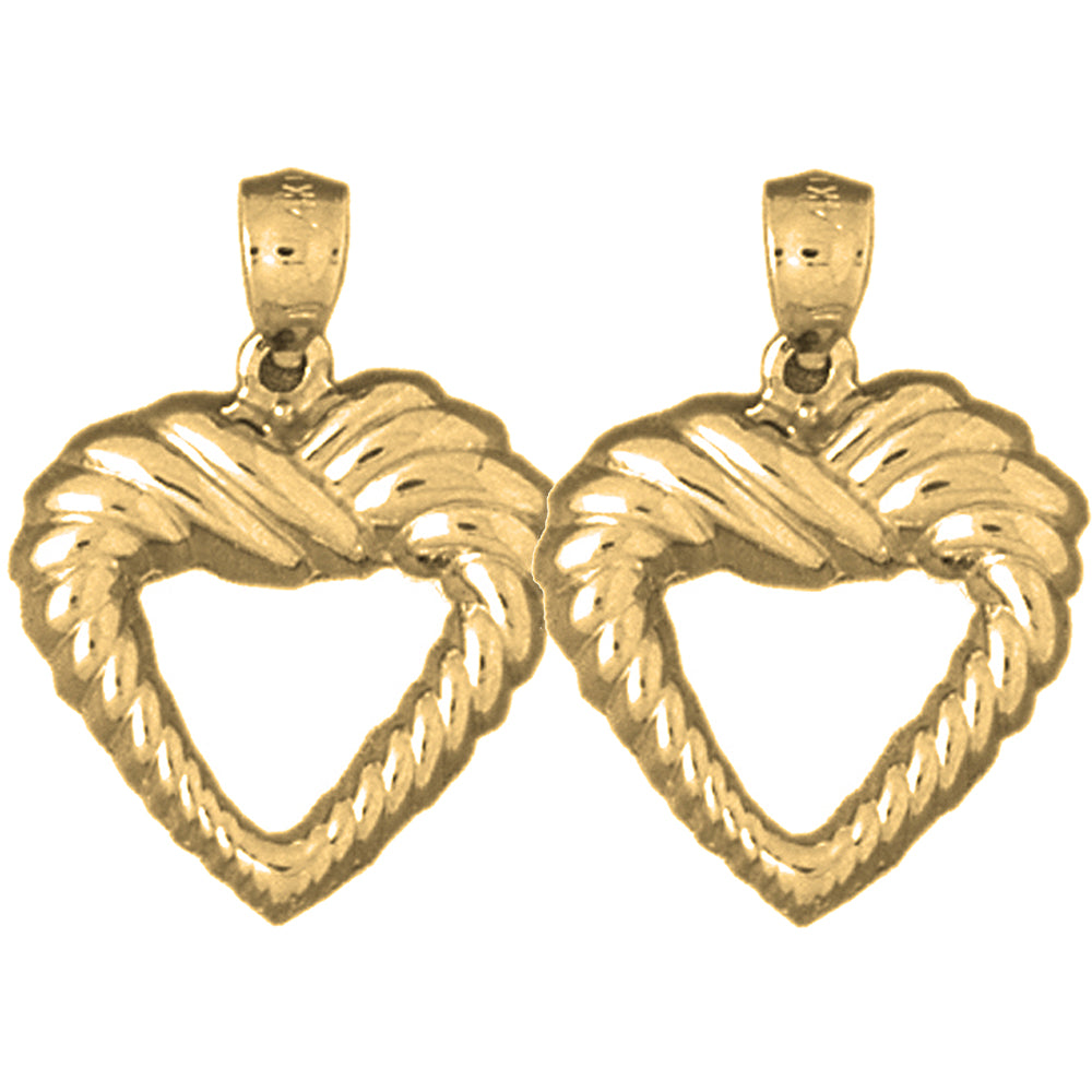 14K or 18K Gold 25mm Heart Earrings