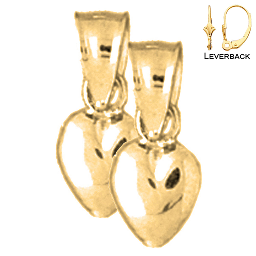 14K or 18K Gold 3D Heart Earrings