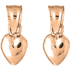 14K or 18K Gold 14mm 3D Heart Earrings