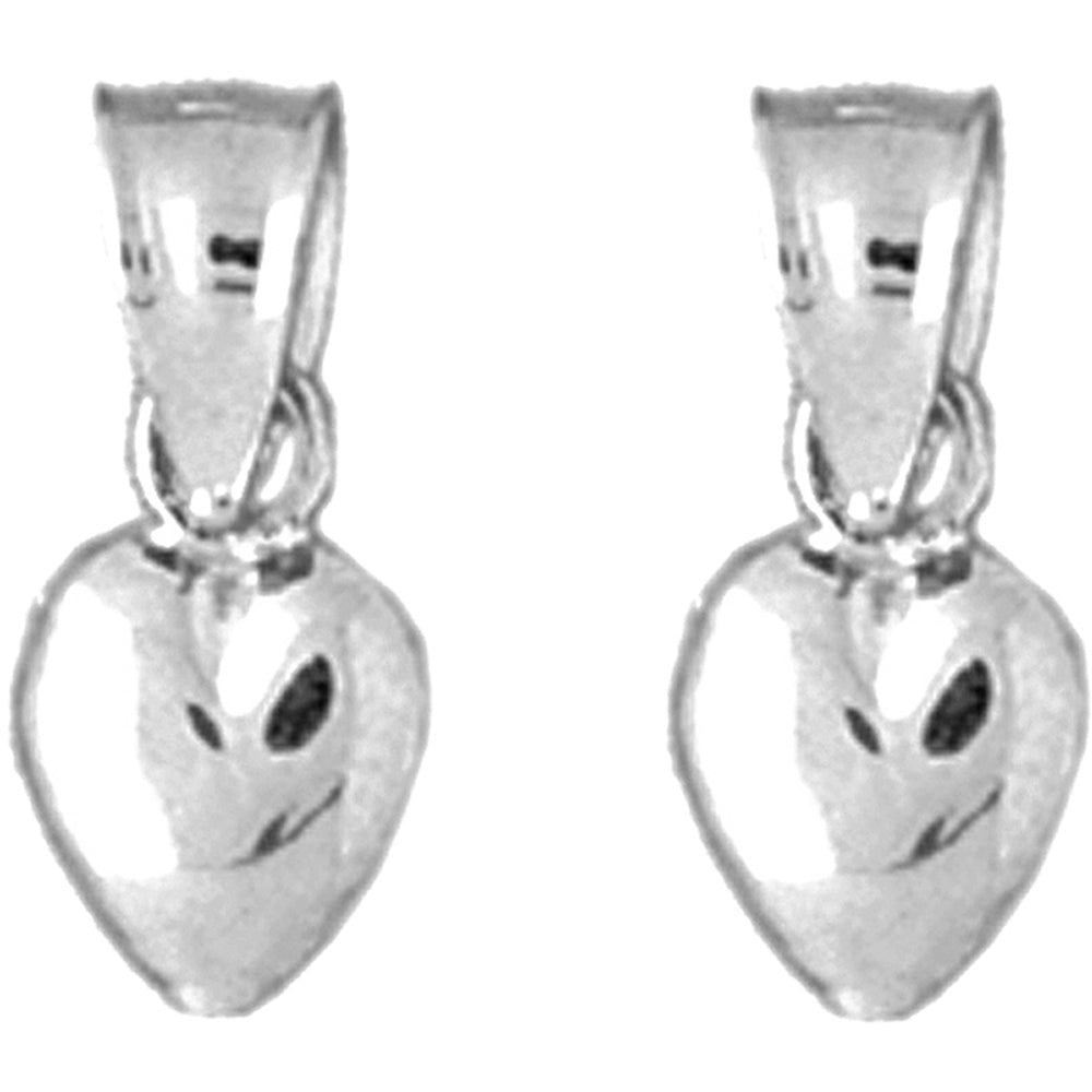 Sterling Silver 14mm 3D Heart Earrings
