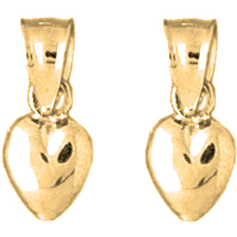 Yellow Gold-plated Silver 14mm 3D Heart Earrings