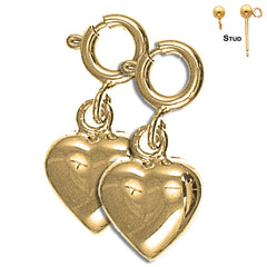 Sterling Silver 15mm Heart Earrings (White or Yellow Gold Plated)