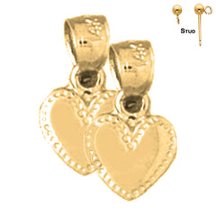 Pendientes de corazón de oro de 14 quilates o 18 quilates de 13 mm