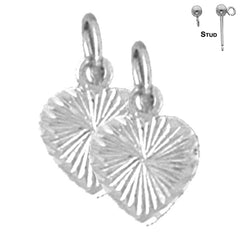 Sterling Silver 14mm Heart Earrings (White or Yellow Gold Plated)