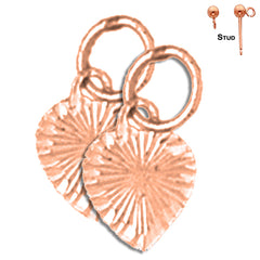 Pendientes de corazón de oro de 14 quilates o 18 quilates de 13 mm