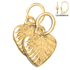 Pendientes de corazón de plata de ley de 13 mm (chapados en oro blanco o amarillo)