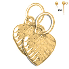 Sterling Silver 13mm Heart Earrings (White or Yellow Gold Plated)