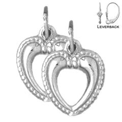 Sterling Silver 21mm Heart Earrings (White or Yellow Gold Plated)