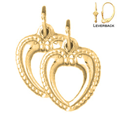 Sterling Silver 21mm Heart Earrings (White or Yellow Gold Plated)