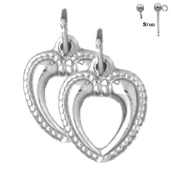 Sterling Silver 21mm Heart Earrings (White or Yellow Gold Plated)