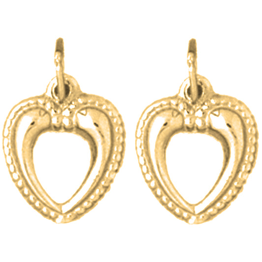 Yellow Gold-plated Silver 21mm Heart Earrings