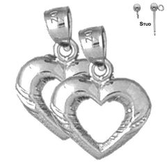 Sterling Silver 17mm Heart Earrings (White or Yellow Gold Plated)