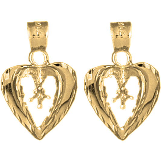Yellow Gold-plated Silver 21mm Heart With Mounting Earrings