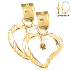 Sterling Silver 21mm Heart With Mounting Earrings (White or Yellow Gold Plated)