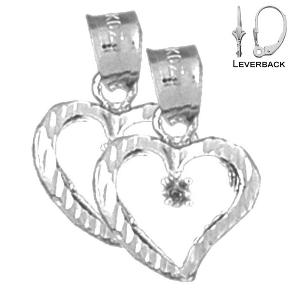 Sterling Silver 21mm Heart With Mounting Earrings (White or Yellow Gold Plated)