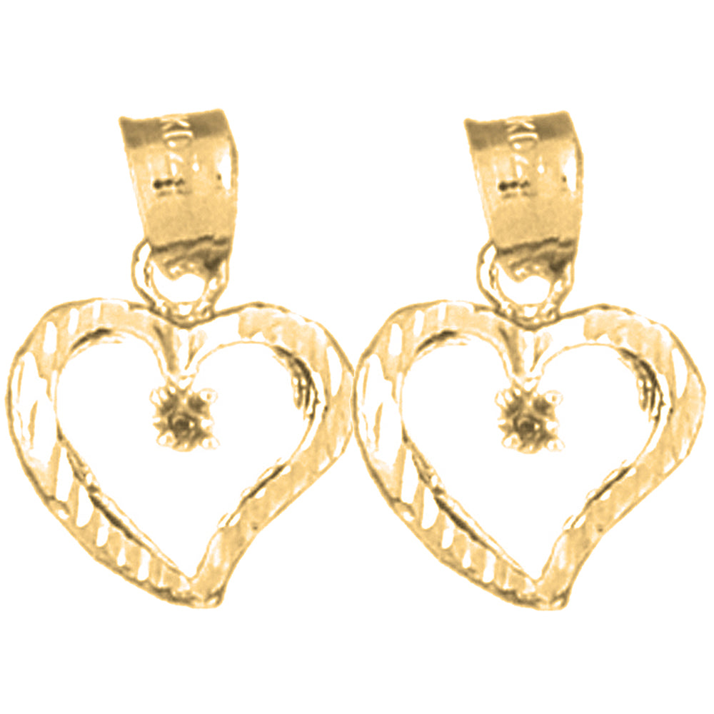 Yellow Gold-plated Silver 21mm Heart With Mounting Earrings