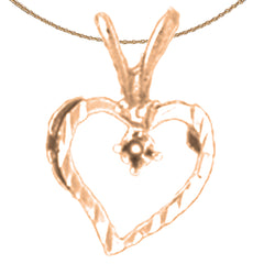 Corazón de oro de 14 quilates o 18 quilates con colgante de montaje