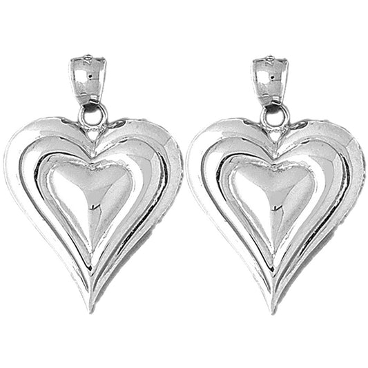 Sterling Silver 31mm Heart Earrings