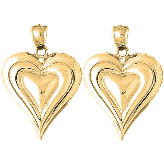 Yellow Gold-plated Silver 31mm Heart Earrings