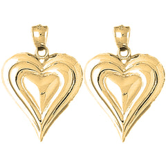 Yellow Gold-plated Silver 31mm Heart Earrings
