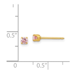 Inverness 24K Gold-plated 3mm Pink CZ Post Earrings