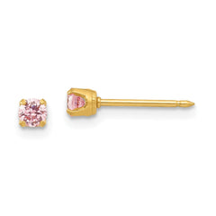 Inverness 24K Gold-plated 3mm Pink CZ Post Earrings