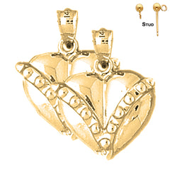 Pendientes de corazón flotante de plata de ley de 22 mm (chapados en oro blanco o amarillo)