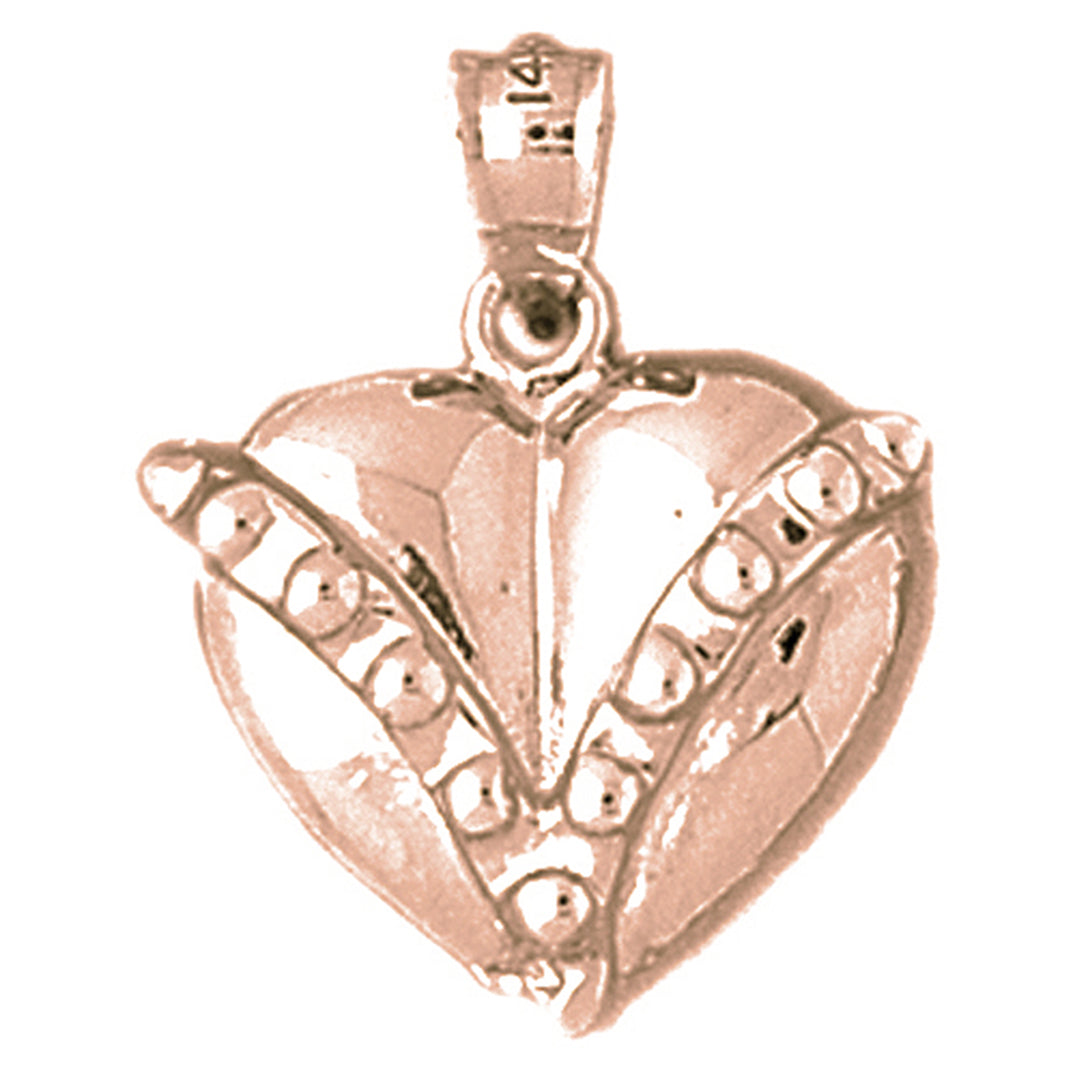 10K, 14K or 18K Gold Floating Heart Pendant