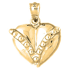 10K, 14K or 18K Gold Floating Heart Pendant