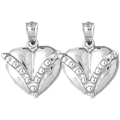 Sterling Silver 22mm Floating Heart Earrings