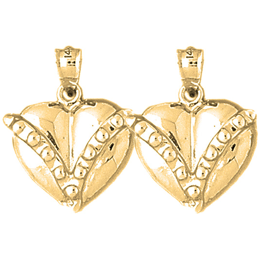 Yellow Gold-plated Silver 22mm Floating Heart Earrings