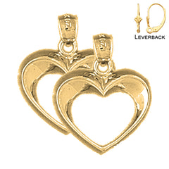 Sterling Silver 22mm Floating Heart Earrings (White or Yellow Gold Plated)