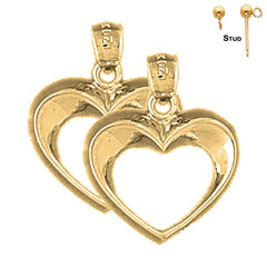 Pendientes de corazón flotante de plata de ley de 22 mm (chapados en oro blanco o amarillo)