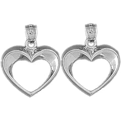 Sterling Silver 22mm Floating Heart Earrings